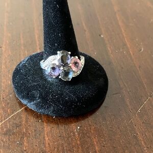 Elegant Multi-Stone sterling Silver Ring size 7